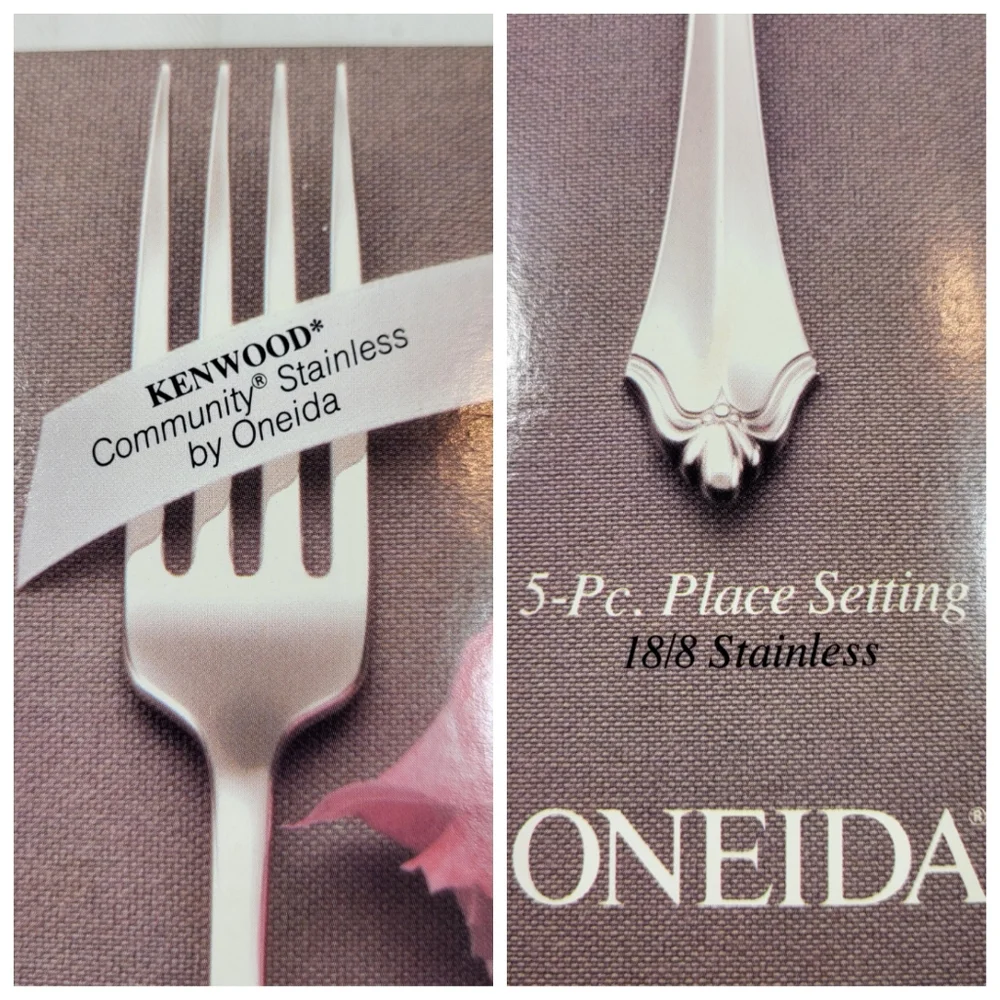 Oneida KENWOOD Stainless FLATWARE 5pc Place Setting Knife 2 Forks 2 Spoons NOS